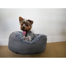 Load image into Gallery viewer, Rosewood Grey Lion Faux Suede Oval Bed