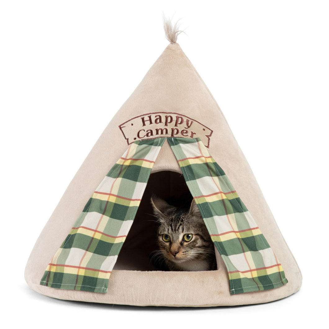 Wheat Meow Hut Happy Camper Cat Bed