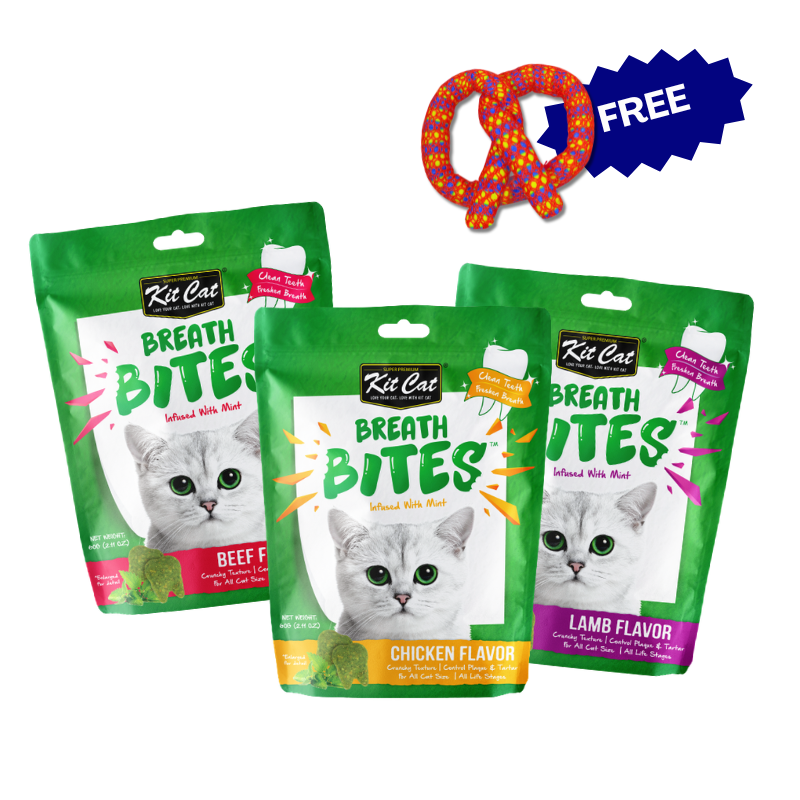 Kit Cat BreathBites (60g) Bundle + FREE Dental Pretzel – McMac Pet SA