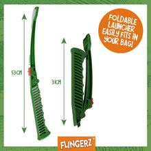 Load image into Gallery viewer, Foldable launcher with measurements and &#39;Flingerz&#39; branding on a white background