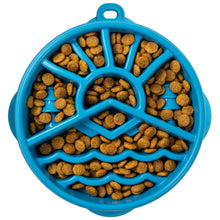 Load image into Gallery viewer, Outward Hound Fun Feeder Mountain Blue Slo Bowl