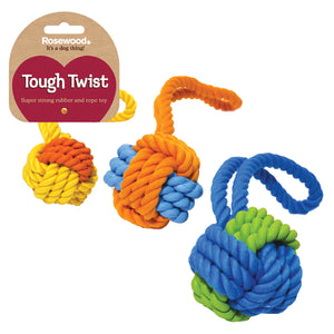 Tough Twist Rubber & Rope Ball Tug