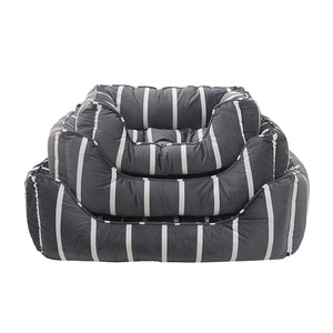 Grey Velvet Stripes Square Bed