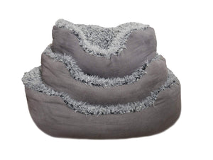 Grey Lion Faux Suede Oval Bed