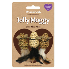 Load image into Gallery viewer, Jolly Moggy Natural Wild Catnip Mini Mice 3pc